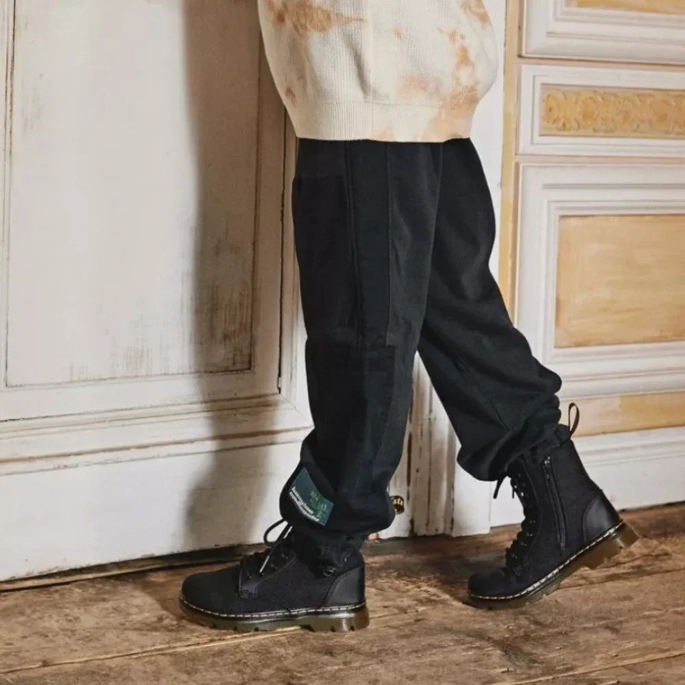 Dr Martens Combs J Black Nylon Leather Utility Boots Kids US 3 26982001‎